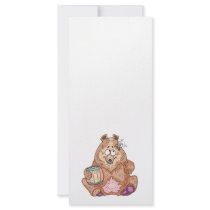 cute silly bear with honey custom rack cards