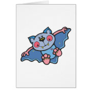 cute silly blue bat card