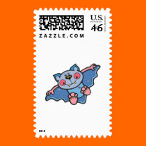 cute silly blue bat stamps