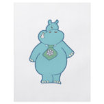 cute silly blue hippo wearing a flower necktie flyers