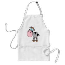 cute silly cartoon baby cow calf gray aprons