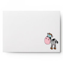 cute silly cartoon baby cow calf gray envelopes
