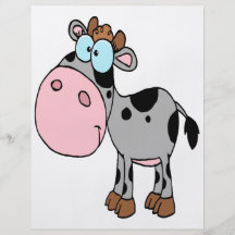 cute silly cartoon baby cow calf gray flyers