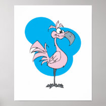 cute silly cartoon pink flamingo poster