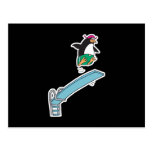 cute silly diving penguin post cards