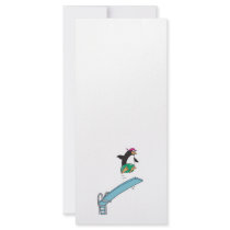 cute silly diving penguin rack card design