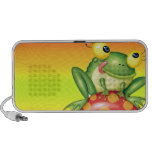 cute silly frog on toadstool mushroom travel speakers