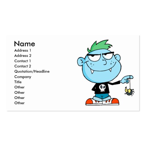 cute silly funny vampire kid cartoon character business card (front side)