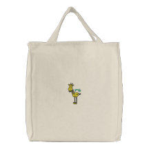Cute silly goofy embroidered giraffe design bags