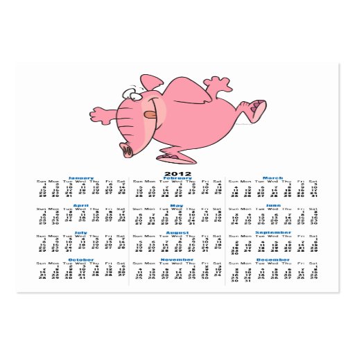 cute silly happy pink elephant cartoon business card