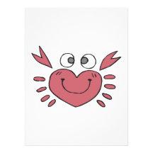 cute silly heart shaped happy crab personalized invitations