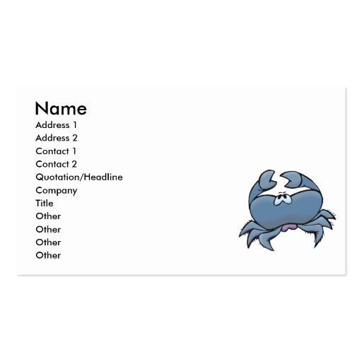 cute silly little blue crab business card templates