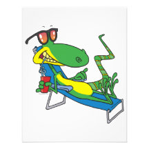 cute silly lounging sun lizard cartoon custom invitation