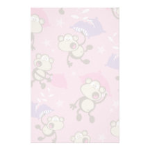 cute silly pillow fighting fight monkeys  cartoon custom stationery