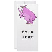 cute silly pink rhino rhinoceros cartoon rack card template