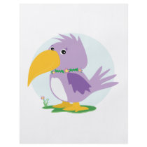 cute silly purple parrot vector cartoon full color flyer