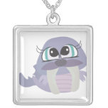 cute silly purple walrus vector character personalized necklace