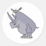 cute silly rhino rhinoceros cartoon character sticker