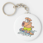cute silly surfer surfing piggy pig keychain