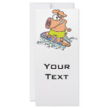 cute silly surfer surfing piggy pig rack card