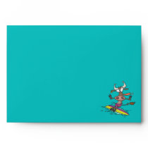 cute silly surfing surfer cow cartoon envelope
