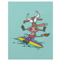 cute silly surfing surfer cow cartoon flyer