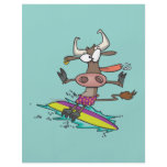 cute silly surfing surfer cow cartoon flyers