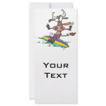 cute silly surfing surfer cow cartoon full color rack card