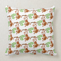 cute silly swinging monkeys pattern cartoon pillows