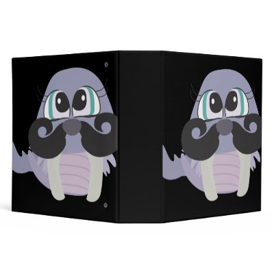 cute silly walrus cartoon with mustache vinyl binder Zazzle_binder