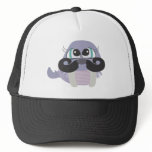 cute silly walrus cartoon with mustache hat