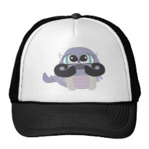 cute silly walrus cartoon with mustache hat