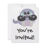 cute silly walrus cartoon with mustache invitations