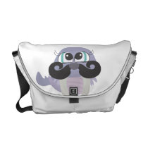 cute silly walrus cartoon with mustache courier bag