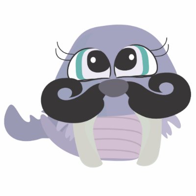 cute silly walrus cartoon with mustache cut outs Zazzle_photosculpture