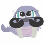 cute silly walrus cartoon with mustache cut outs