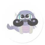cute silly walrus cartoon with mustache sticker