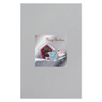 Cute Silver Christmas mistletoe birds Stationery