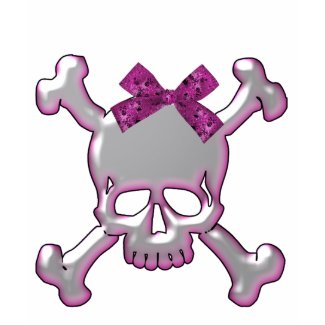 Cute Silver & Pink 3D Skull with Ribbon zazzle_shirt