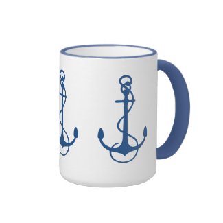 Cute Simple Nautical Boat Anchor Ringer Coffee Mug