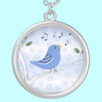 Cute Singing Blue Bird Necklace necklaces