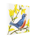 Cute Singing Blue Bird Tree Stretched Canvas Prints