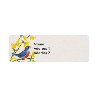 Cute Singing Blue Bird Tree Custom Return Address Label