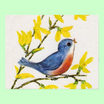 Cute Singing Blue Bird Tree posters