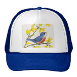 Cute Singing Blue Bird Tree Trucker Hats