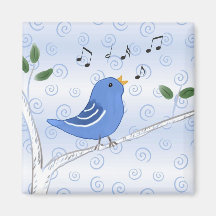 Cute Singing Bluebird Magnet