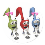 cute singing music notes round sticker