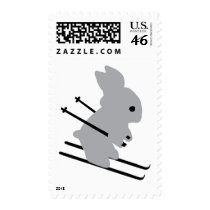 cute ski bunny  snow skiing stamp
