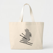 cute ski bunny  snow skiing tote bags