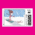 Cute Skiier Stamp
